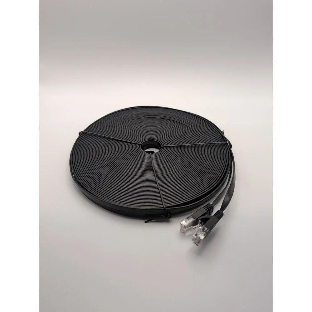 Black 100 ft Flat Cat 6 Ethernet Cable RJ45, Xbox with cable nail‎ clips